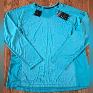 Womens 1X Nike Long Sleeve DRI FIT Shirt NWT Teal
